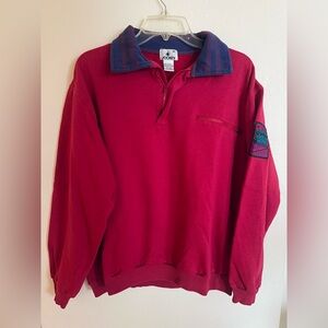 Vintage 90s Red Jockey Quarter-zip Polo Sweatshirt